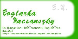 boglarka macsanszky business card